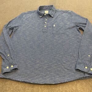 Johnnie-O Shirt Mens L Blue Stripes Hangin Out Polo Golf Performance Pullover